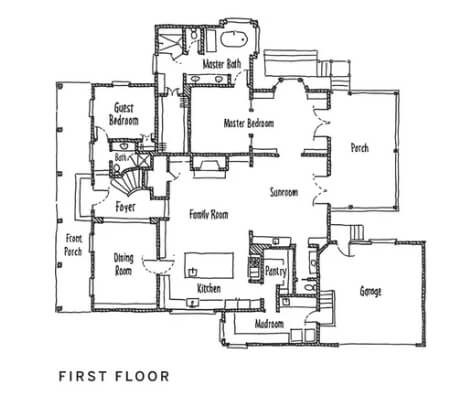 Floor plan of first floor of home