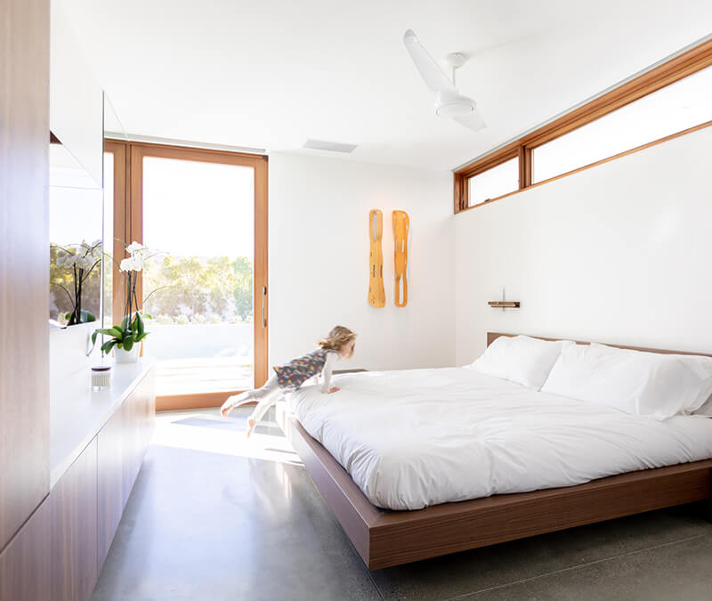 Turkel designed bedroom with Marvin Multi-Slide Door
