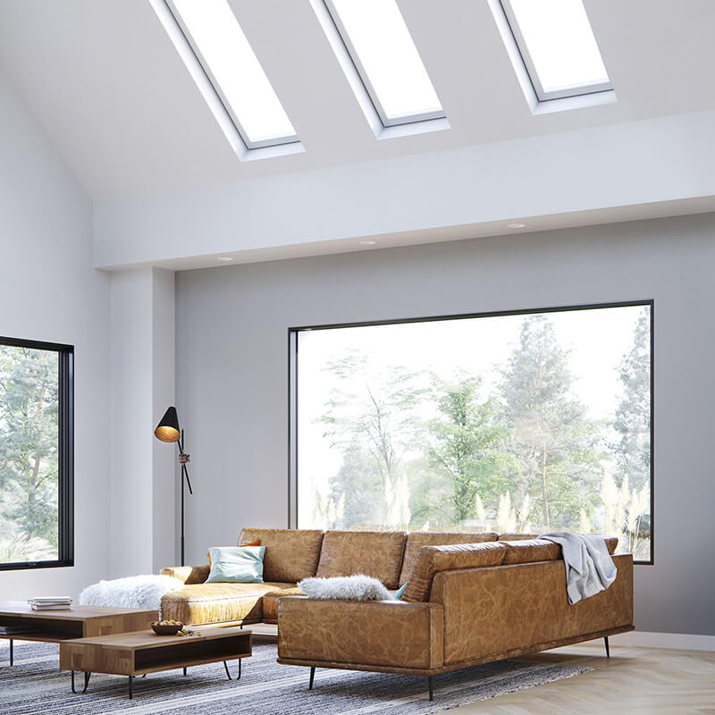Living room with Marvin Awaken vented skylight