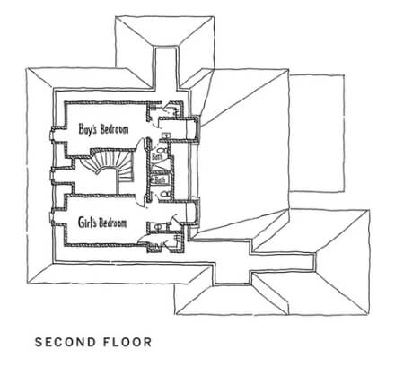 Floor plan of second floor of home