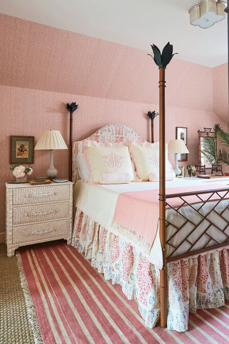 Girls bedroom decorated in pink decor