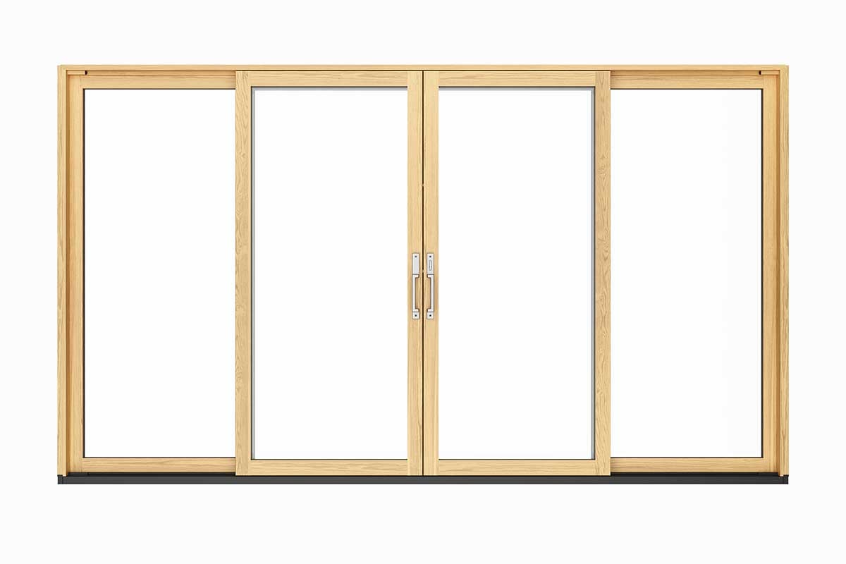 The interior of a Marvin Ultimate Sliding door shown in Pine.