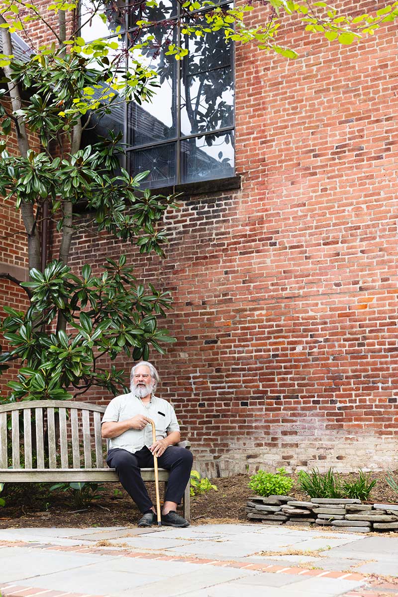 Cliff Buckwalter, chairperson of Christ Episcopal Church, sits on a bench outside the church in Reading, PA.