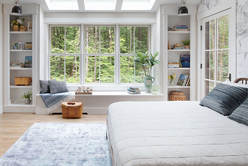 Bedroom with large Marvin Windows