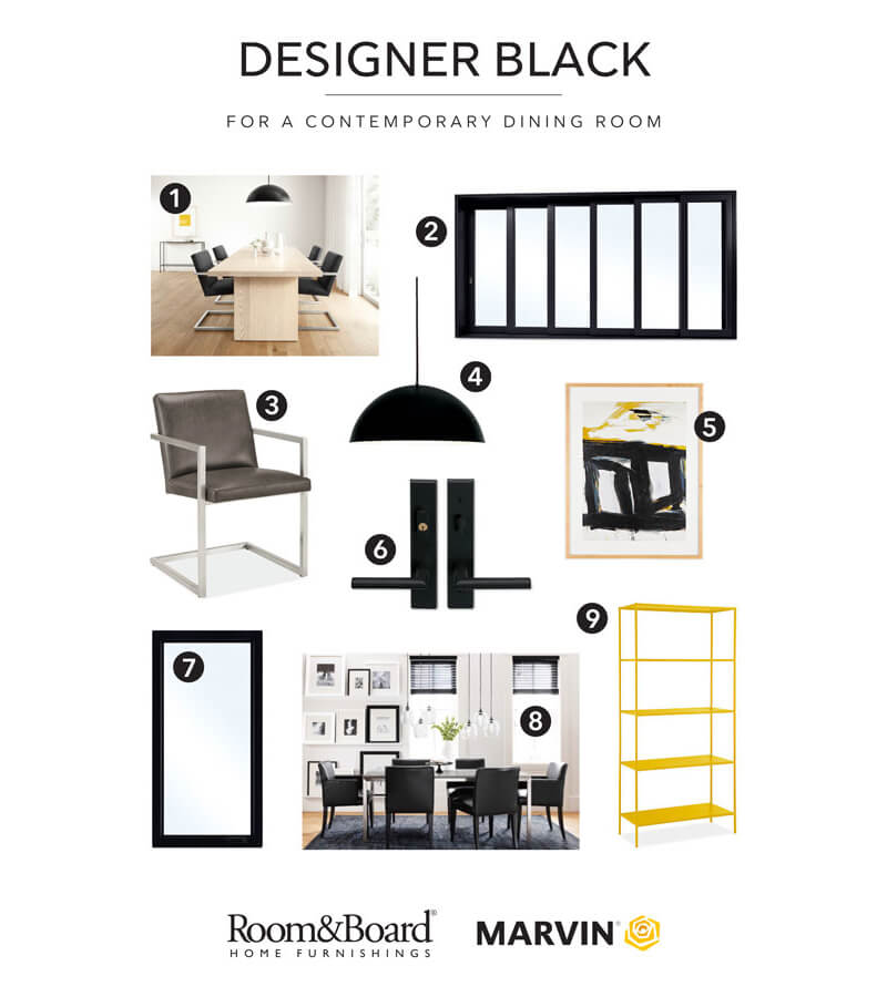 Marvin and Room&Board Home Furnishings Designer Black Dining Room Combinations