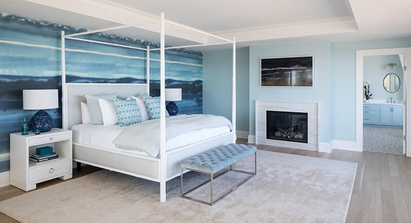 A bedroom with a seaside theme in Fairfield, Connecticut.