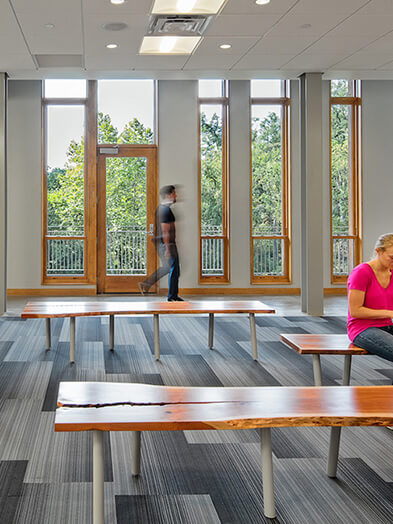 Interior of learning center with multiple Marvin Windows and Doors