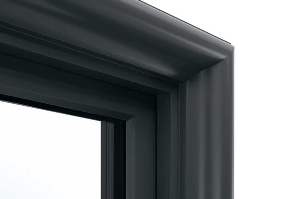 Corner detail of Marvin Ultimate Single-Hung Window with historic casing