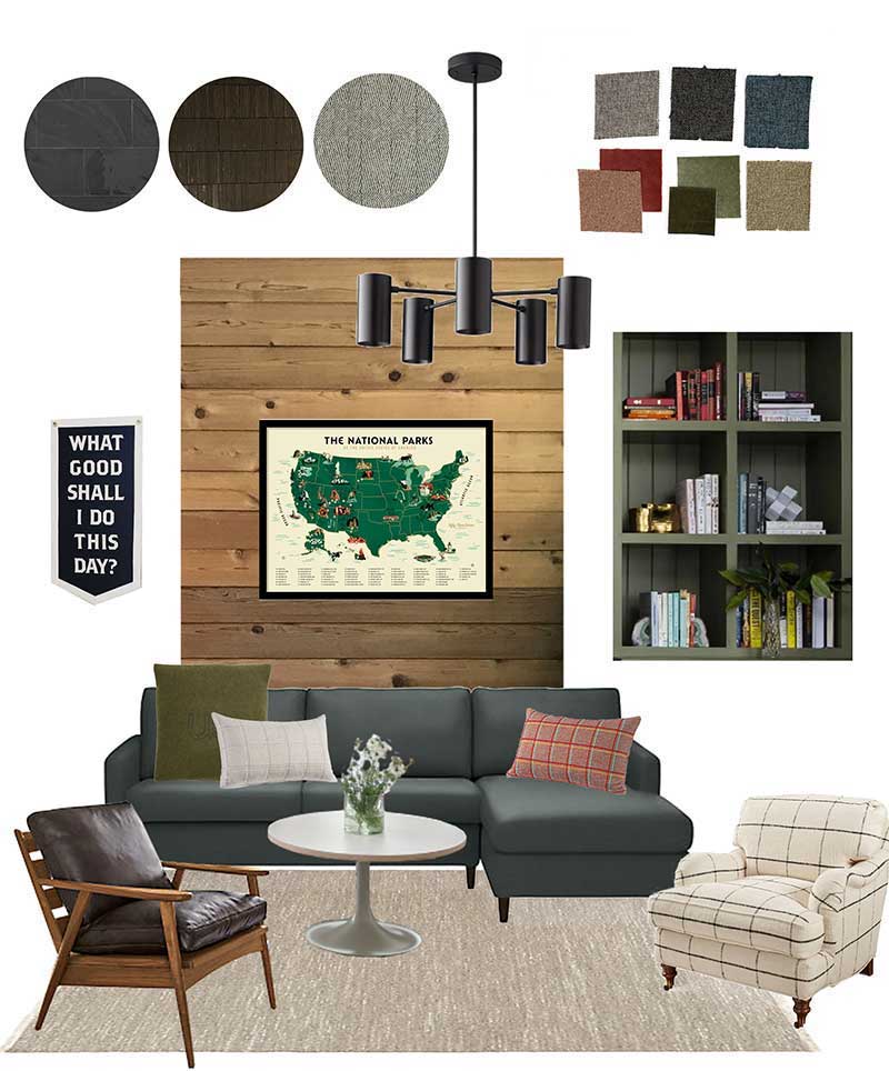 Mood board for the Minne Stuga, a cabin in northern Minnesota created by Melissa Coleman of The Faux Martha