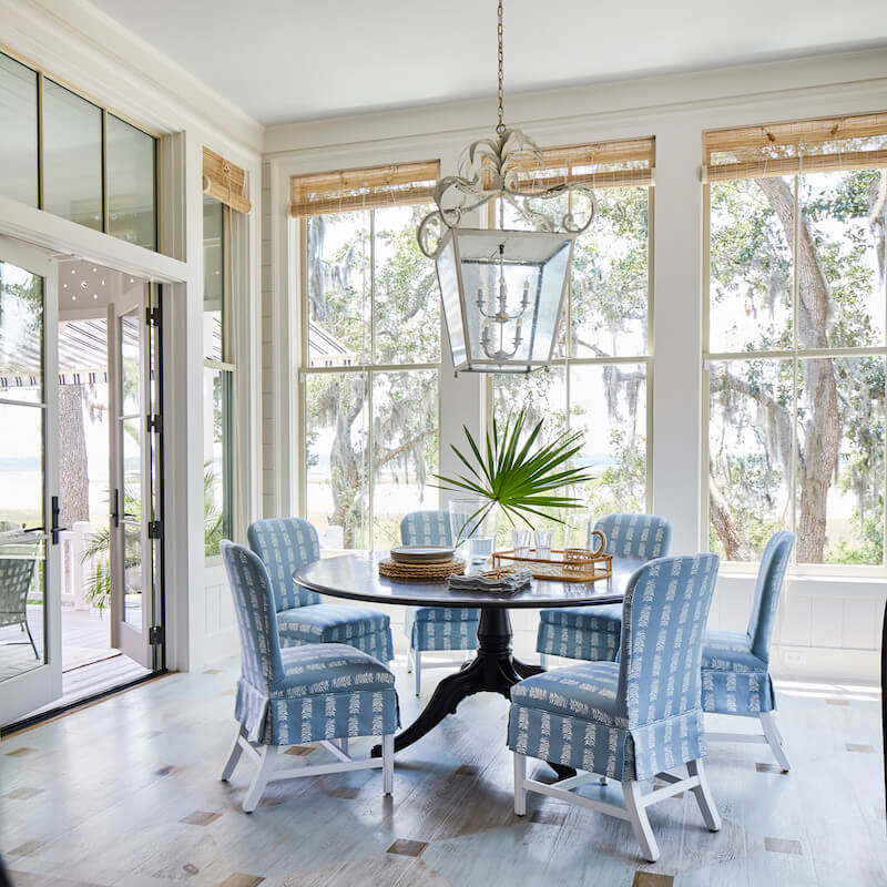 Dining room of Southern home with wall of Marvin Windows