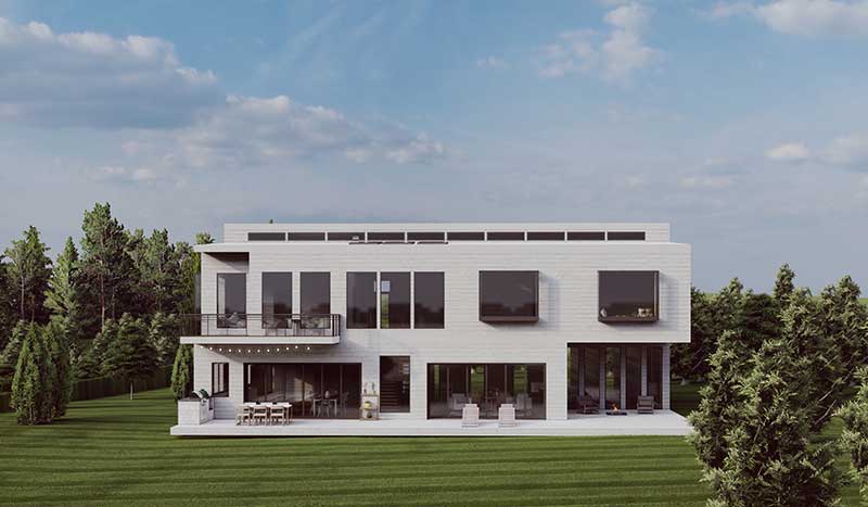 Rendering of a modern home with Marvin Skycove and Marvin windows and doors.