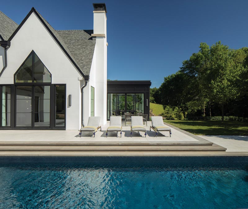 Marvin Modern windows on a modern home with a swimming pool