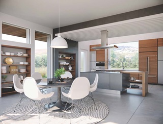 Interior Kitchen with Modern Direct Glaze Windows