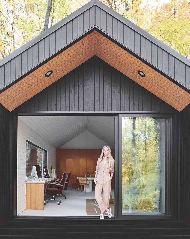 Sarah Sherman Samuel's Nature Inspired Modern Home Office with Marvin Multi Slide Door