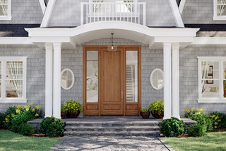 A home's front door from TruStile's Cape Cod Entry Door collection.