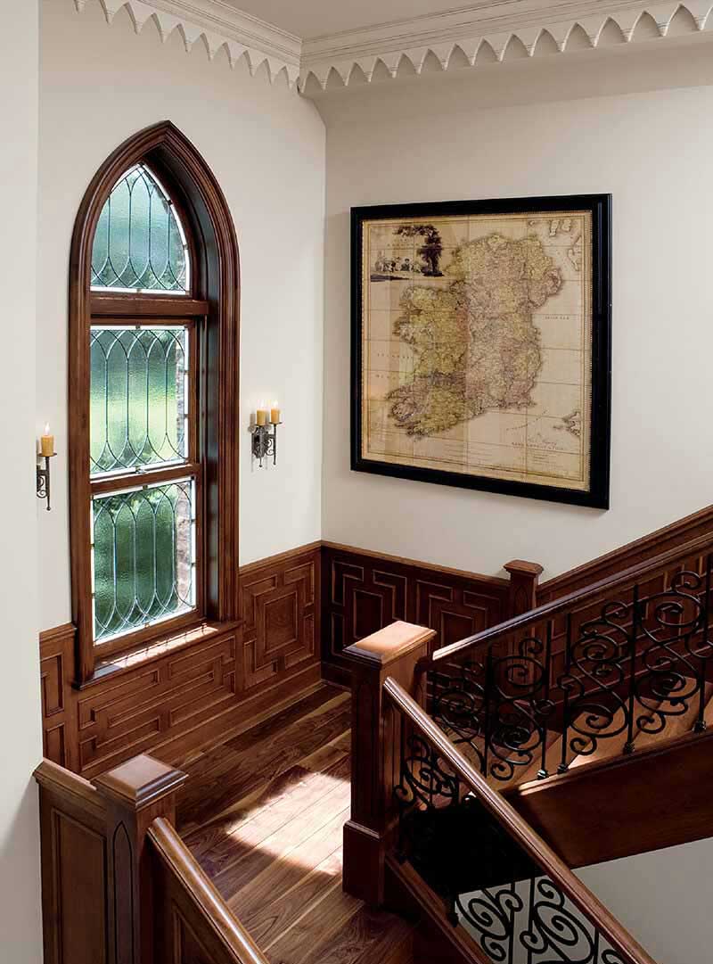 Interior Staircase featuring Specialty Shapes Avondale Gothic Window.