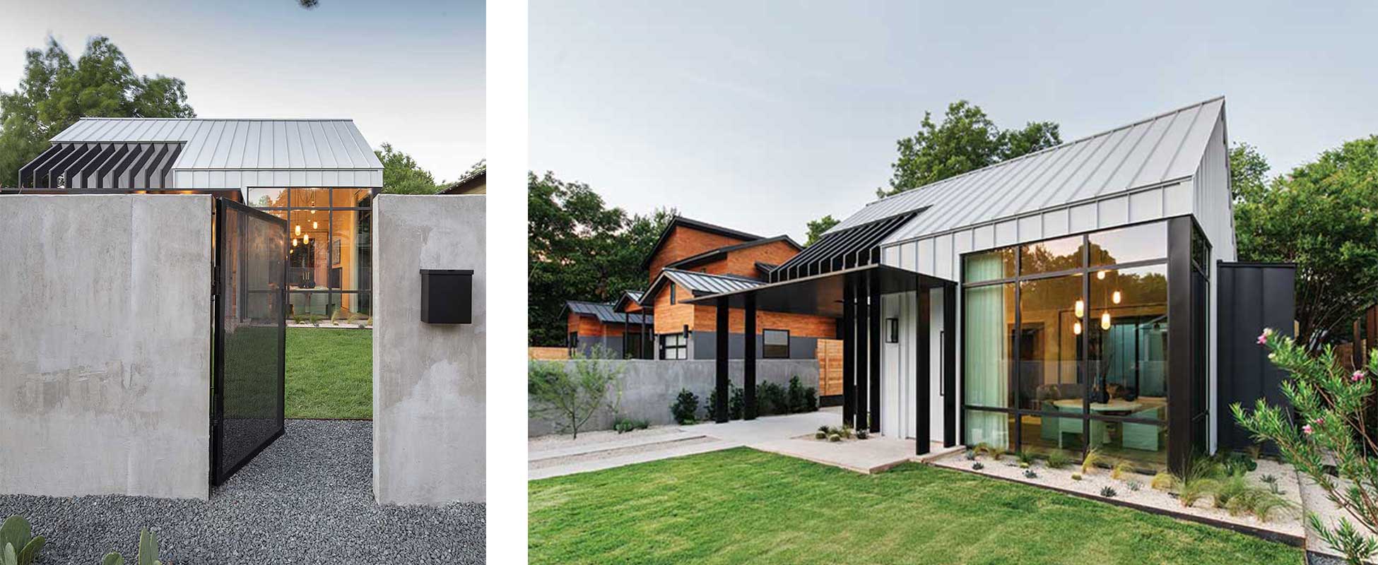 Marvin Modern Direct Glaze windows give a glimpse into Stay Bungalow in Austin, Texas. 