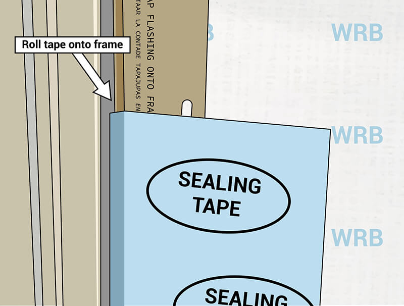 Rendering of how to properly install flashing tape