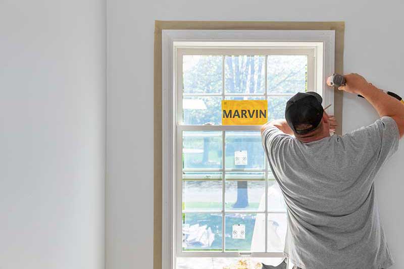 A Marvin certified installing contractor replacing a window in a home in Farmington, Minnesota.
