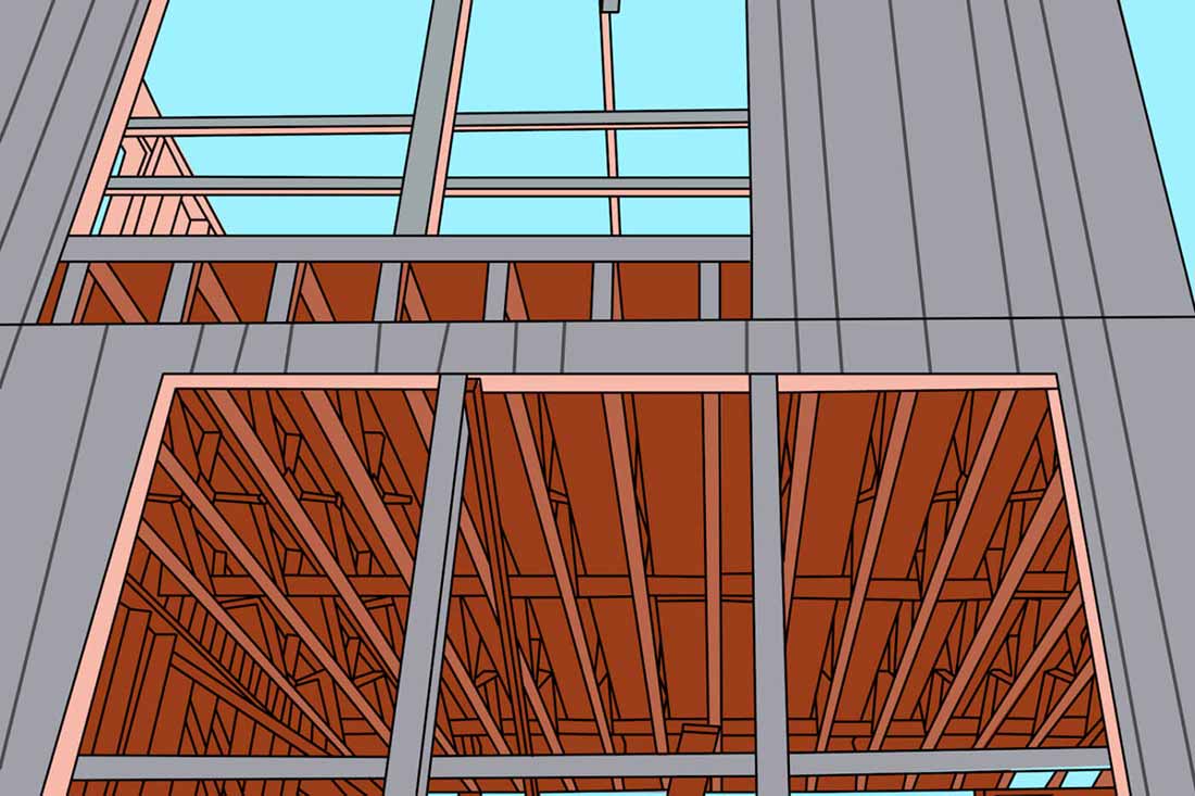 Illustration of multiple rough openings on a newly built home