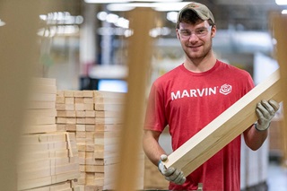 Marvin employee working at the Warroad plant