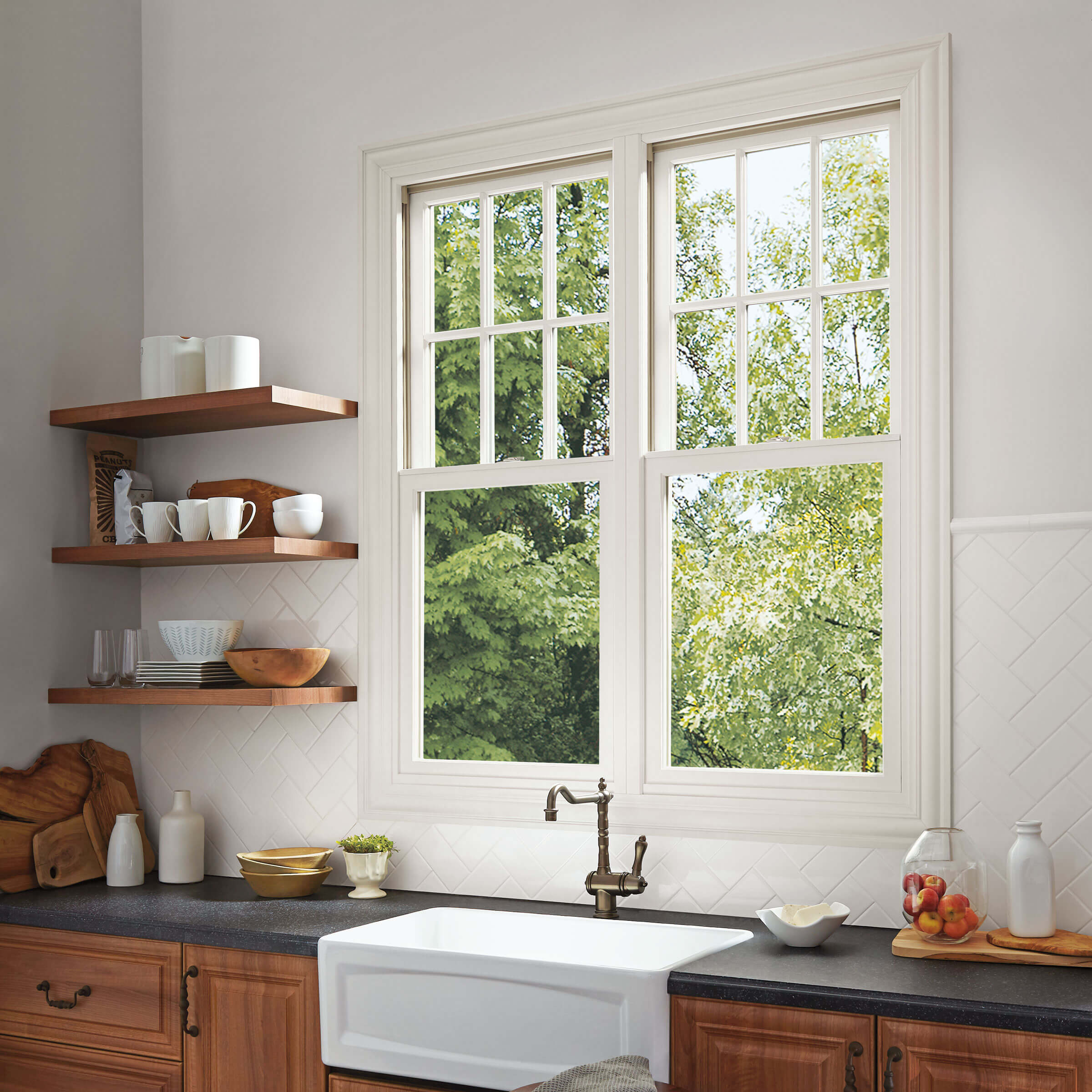 View Of Marvin Elevate Double Hung Insert Window Above Kitchen Sink 