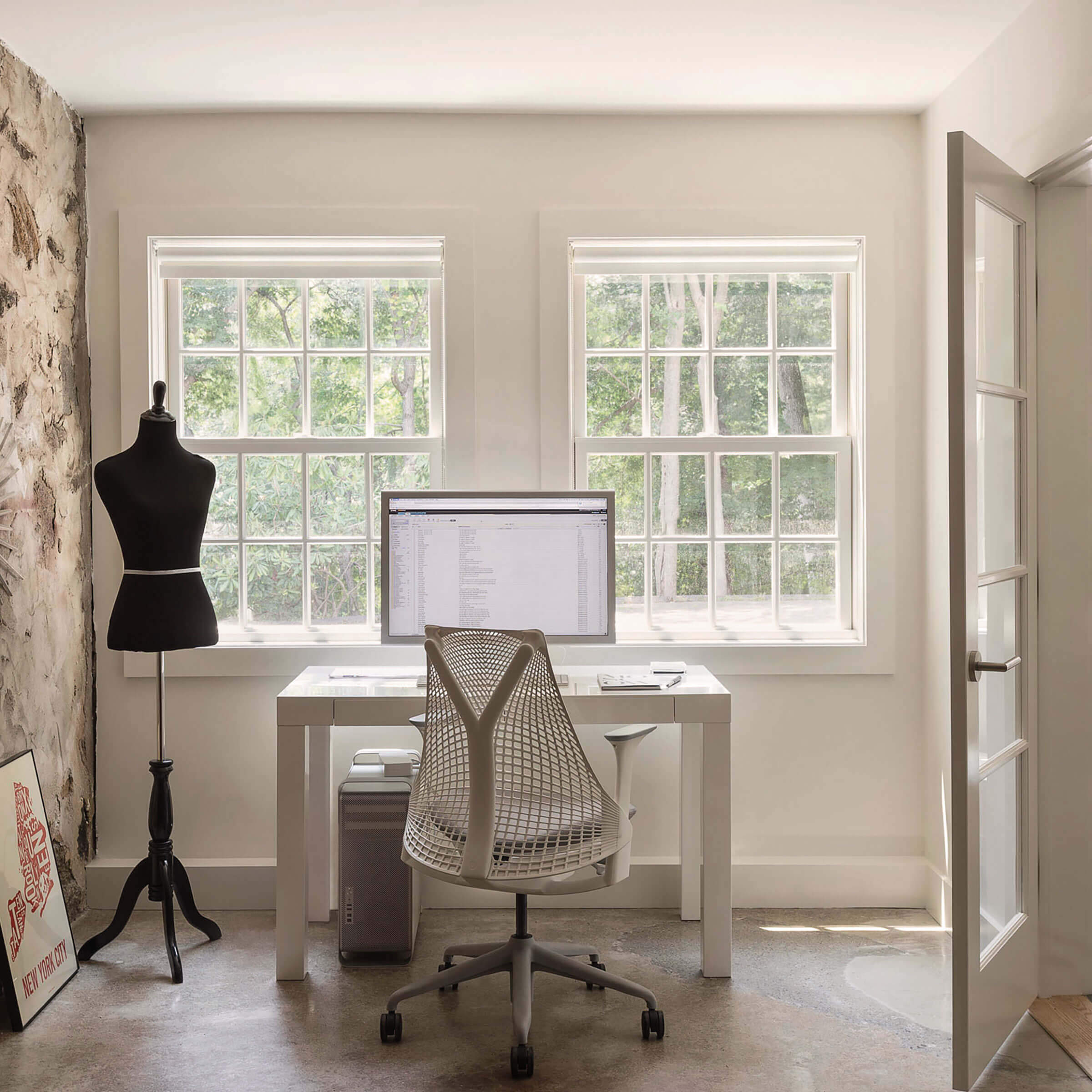 Home Office With Marvin Elevate Double Hung Insert Windows 
