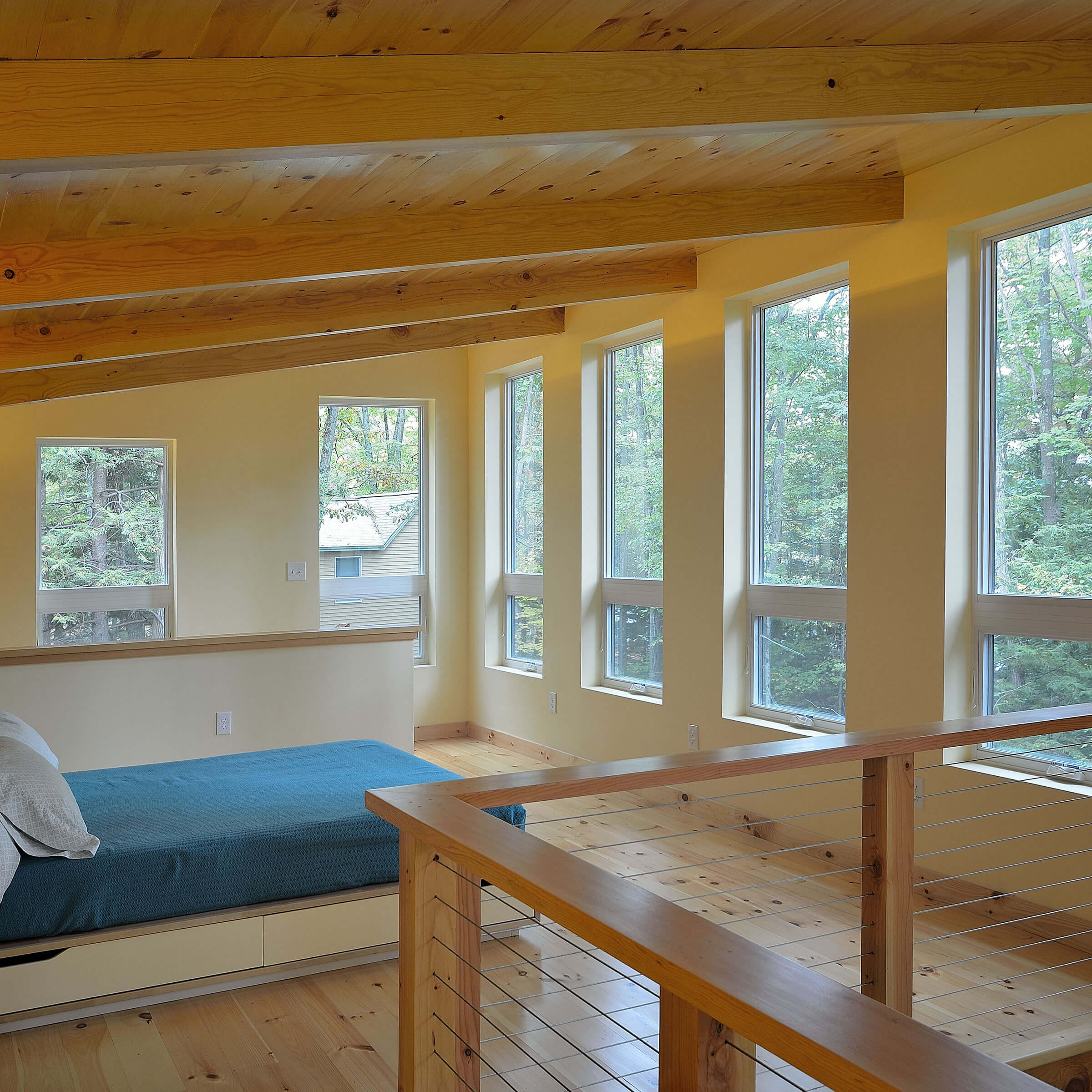 Bedroom In Contemporary Cabin With Marvin Essential Windows