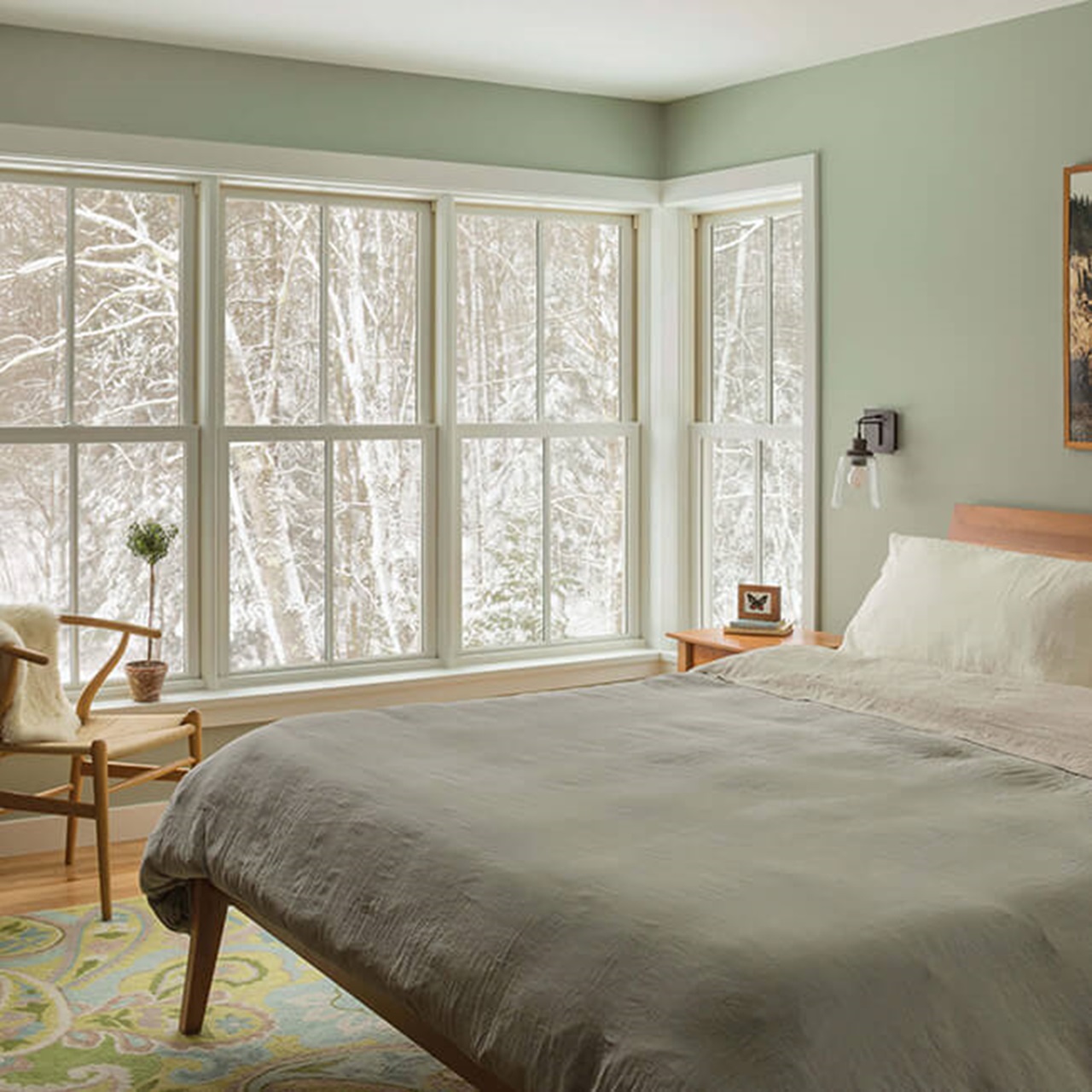 Bedroom With Elevate Double Hung Windows