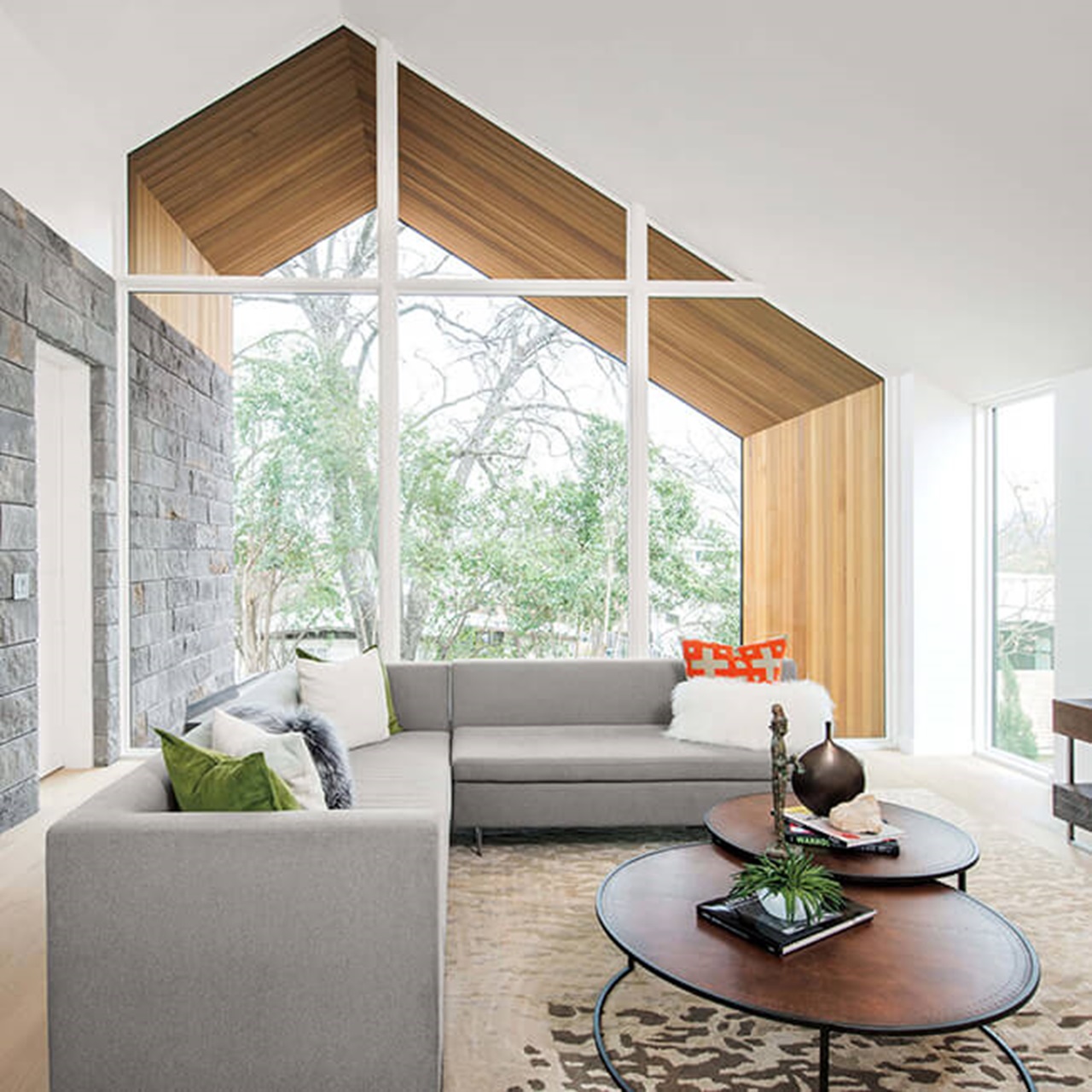 Interior View Of Contemporary Home With Ultimate Specialty Shape Windows
