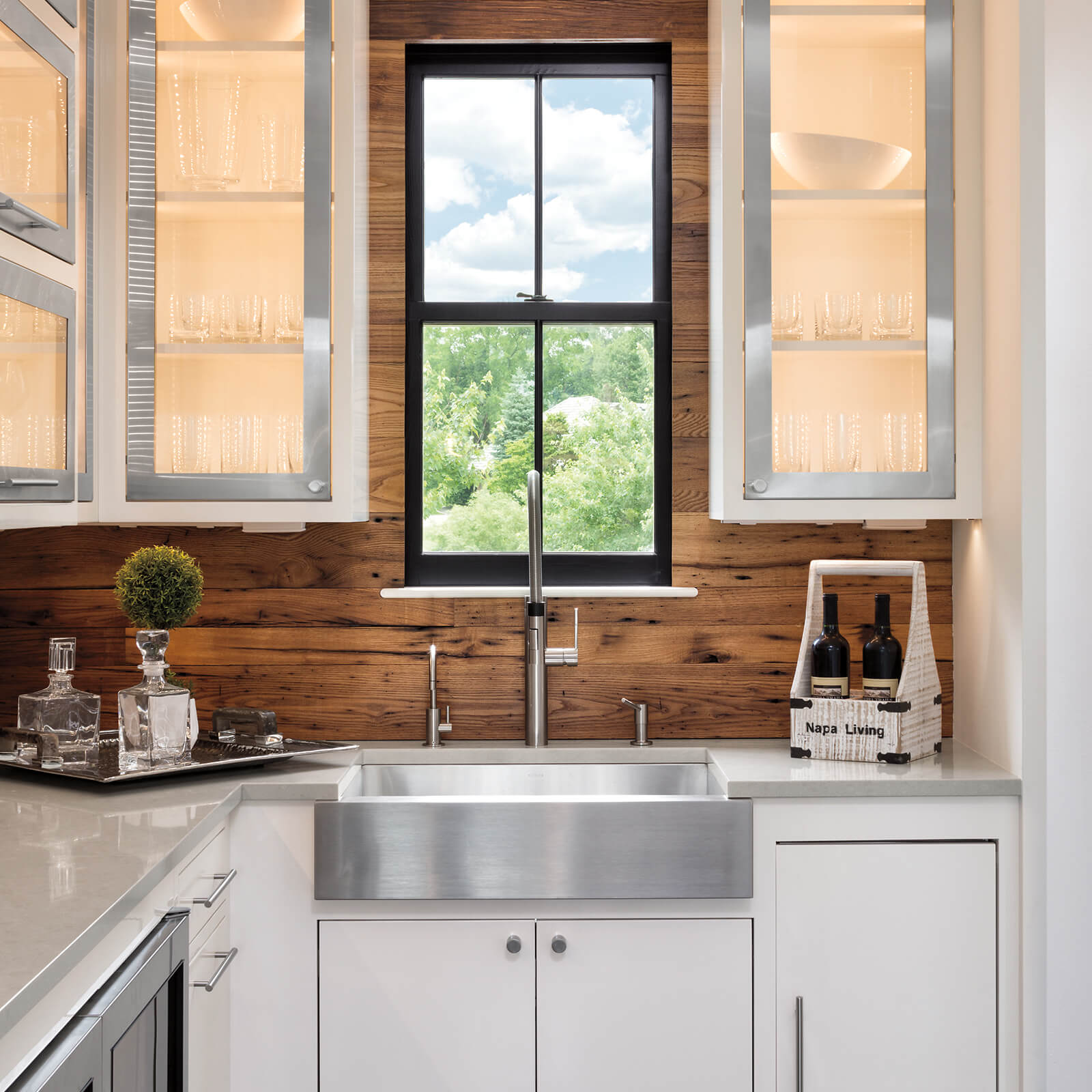 Kitchen with Marvin Signature Ultimate Double Hung G2 Window above modern farm style sink