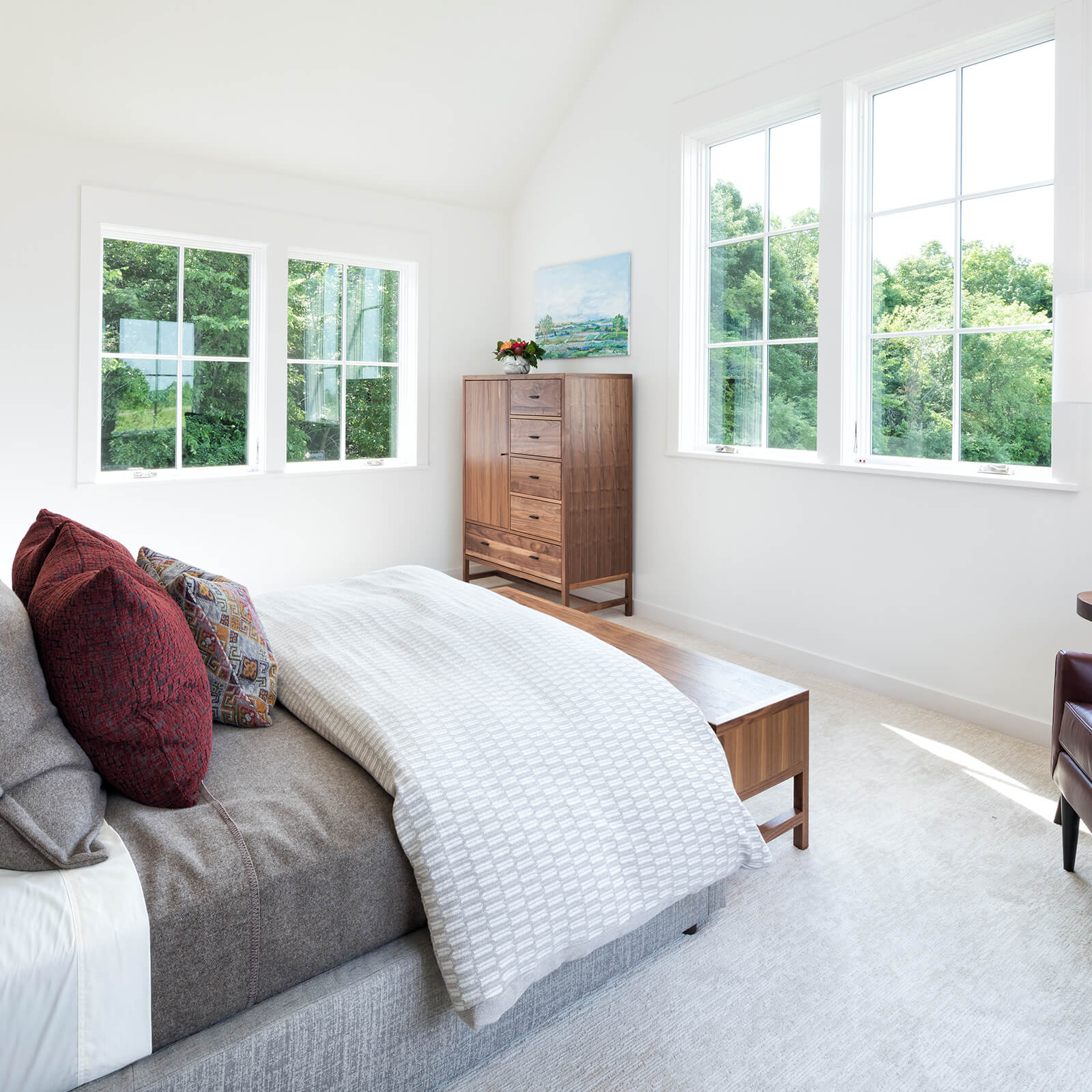 Bedroom with Marvin Elevate Casement Windows and Elevate Awning Windows