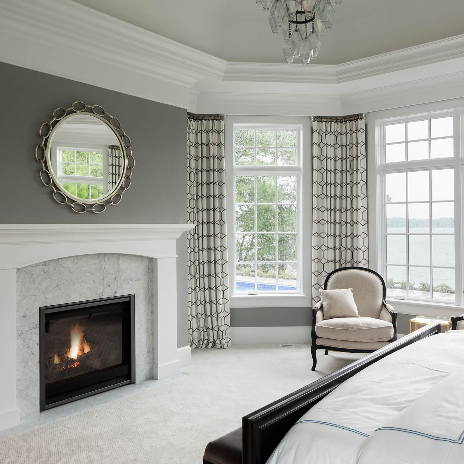 Bedroom with Marvin Elevate Casement Windows and Elevate Picture Windows