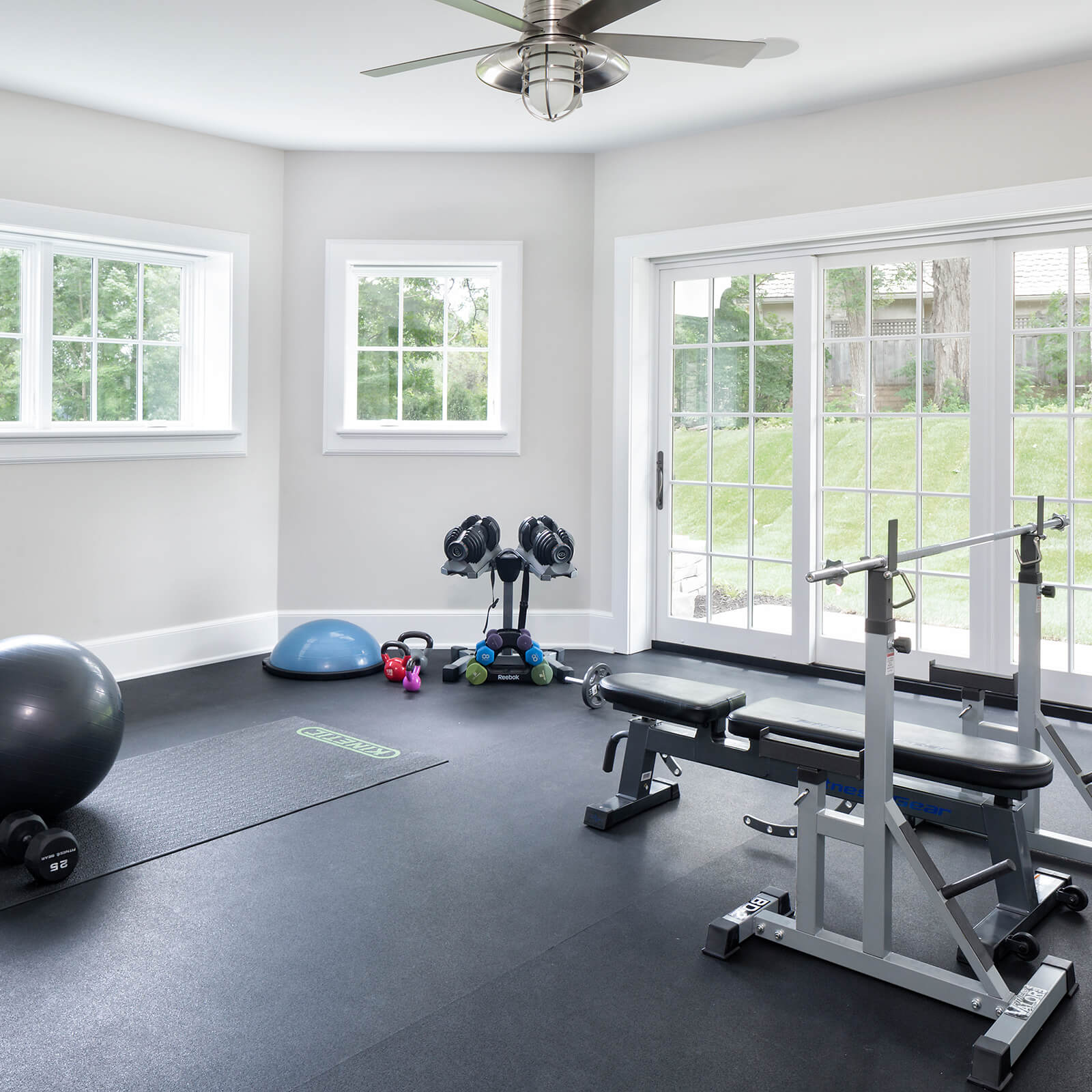 Exercise room with Marvin Elevate Casement Windows and Elevate Sliding French Door