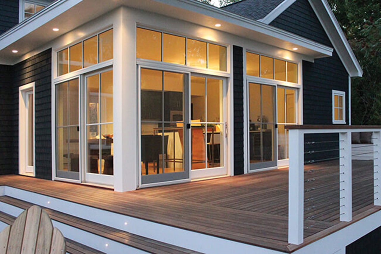 Lakehouse Deck With A Marvin Elevate Sliding French Door