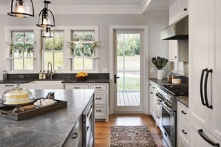 White Kitchen With Marvin Elevate Swinging French Door 