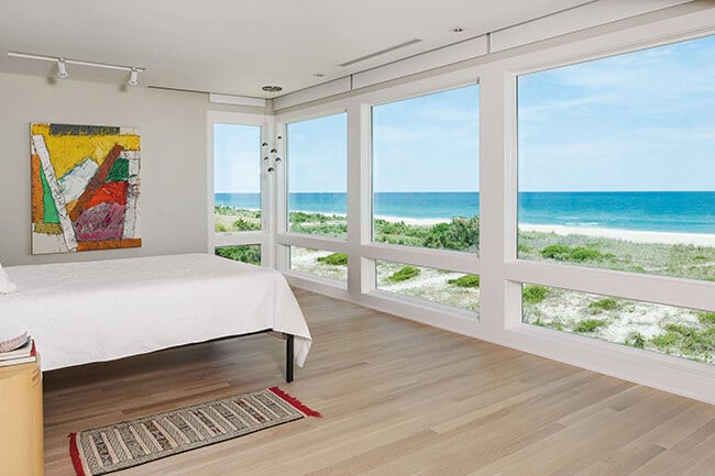 Coastal View From Bedroom With Marvin Elevate Casement Picture Windows