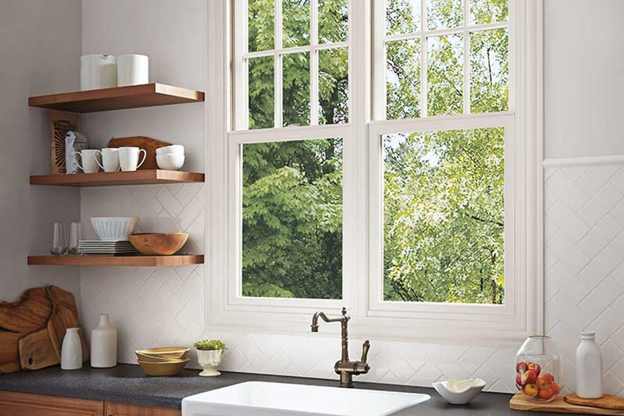 View Of Marvin Elevate Double Hung Insert Window Above Kitchen Sink