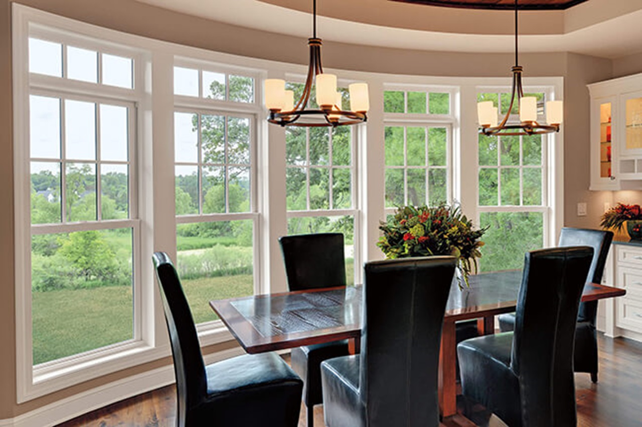 Large Dining Room With Marvin Elevate Double Hung Windows