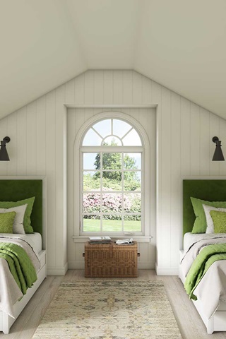 Bedroom with Elevate Round Top window