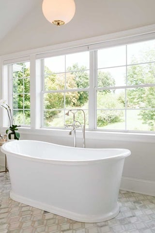 Bathroom with Marvin Essential Double Hung windows