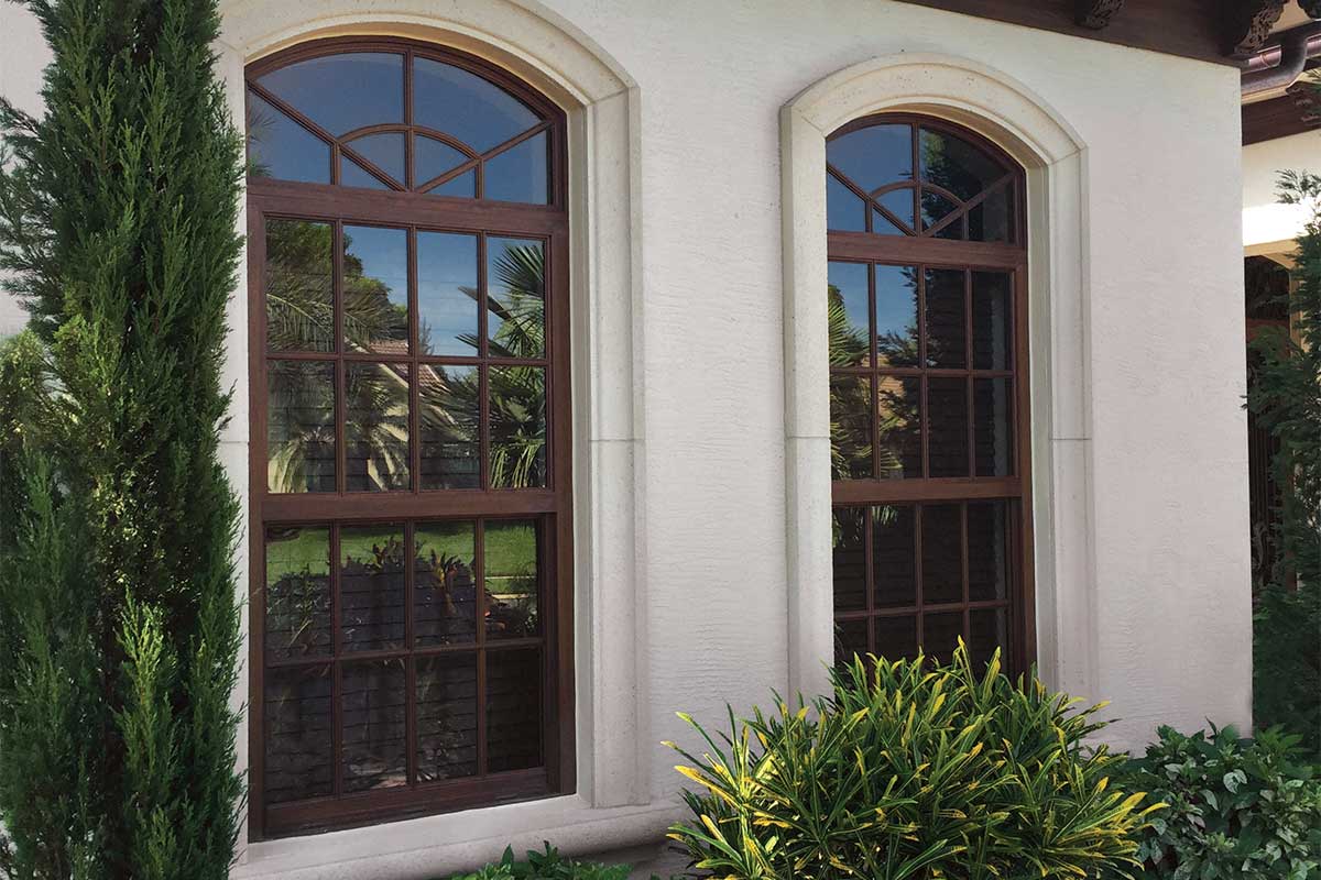 Close up of Marvin Signature Coastline Single Hung and Round Top Narrow Frame Windows