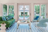 Green And Blue Living Room With Signature Ultimate Sliding French Door