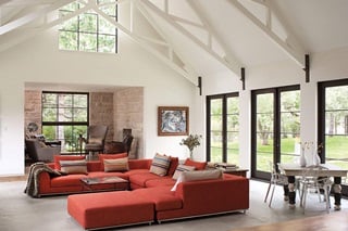 Vaulted Living Room With Signature Ultimate Swinging French Doors