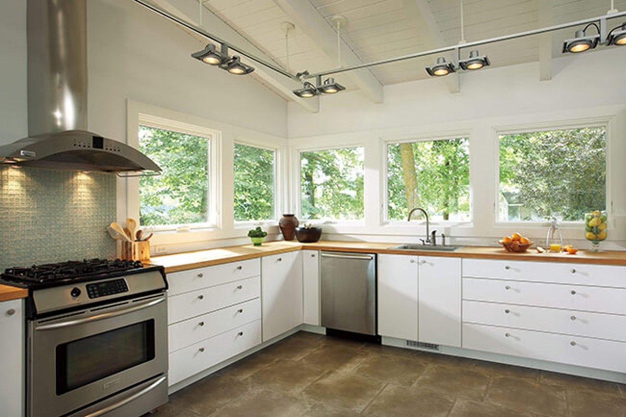 White Kitchen With Signature Ultimate Awning Narrow Frame Windows