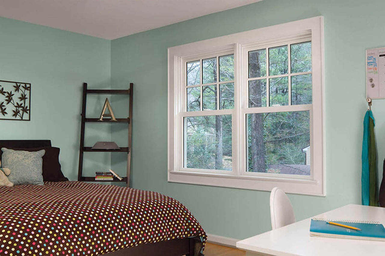 Bedroom With Signature Ultimate Wood Double Hung Insert Windows