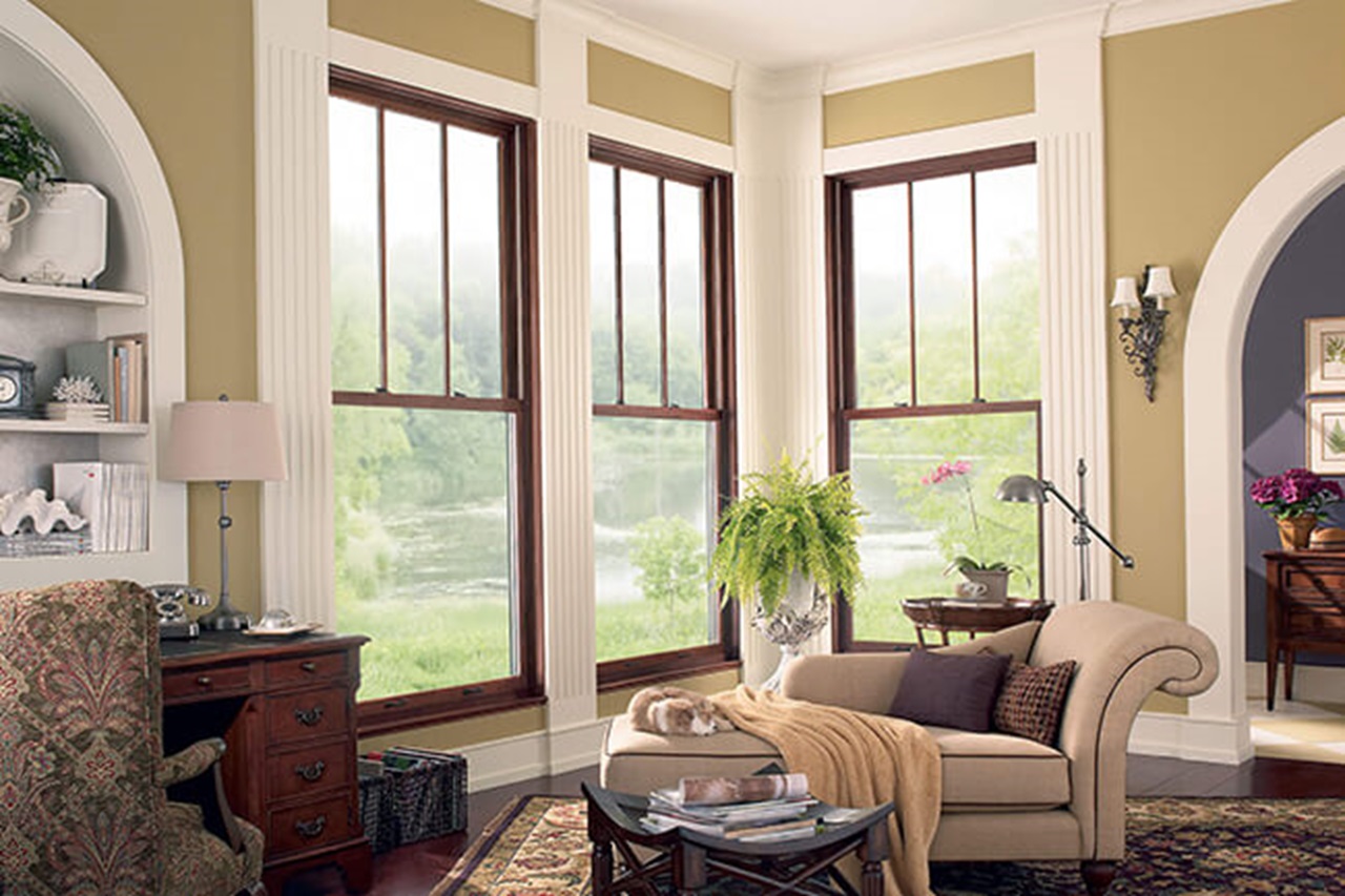 Living Room With Signature Ultimate Wood Double Hung Magnum Windows