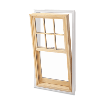 Signature Ultimate Wood Double Hung Insert Window Open Exterior View