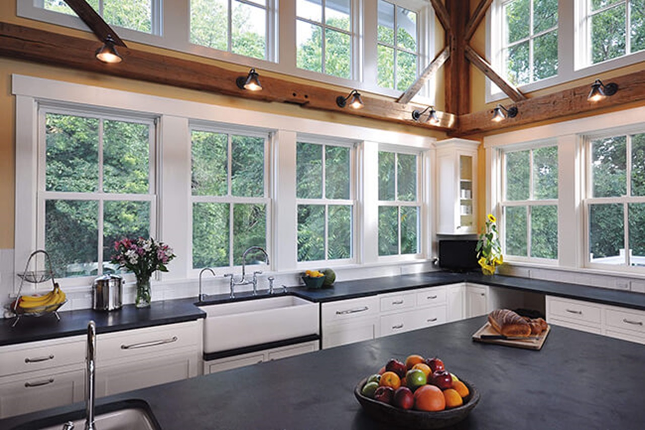 Large Kitchen With Signature Ultimate Wood Double Hung Windows