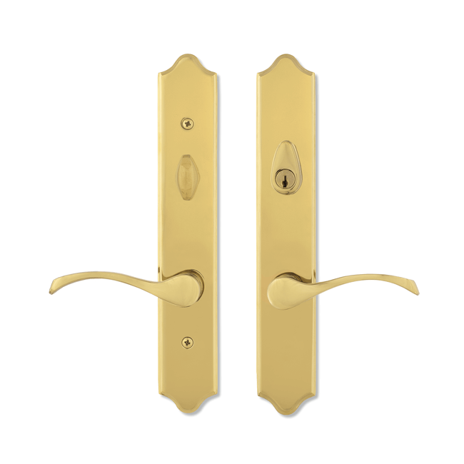 Ashland Crown Backplate - Polished Brass, Oil Rubbed Bronze, and Satin Nickel - Swinging French Door
